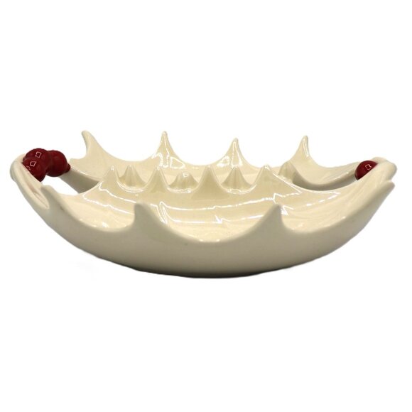 Vintage Holly Christmas Divide Section Bowl Serving Tray - Picture 2 of 9